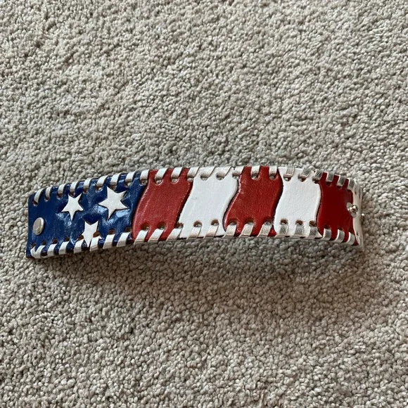 Leather Cuff Bracelet. American Flag. Custom made. - Picture 1 of 4